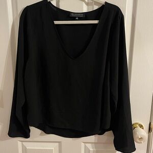 Eloquii Black Long Sleeve Chiffon Blouse